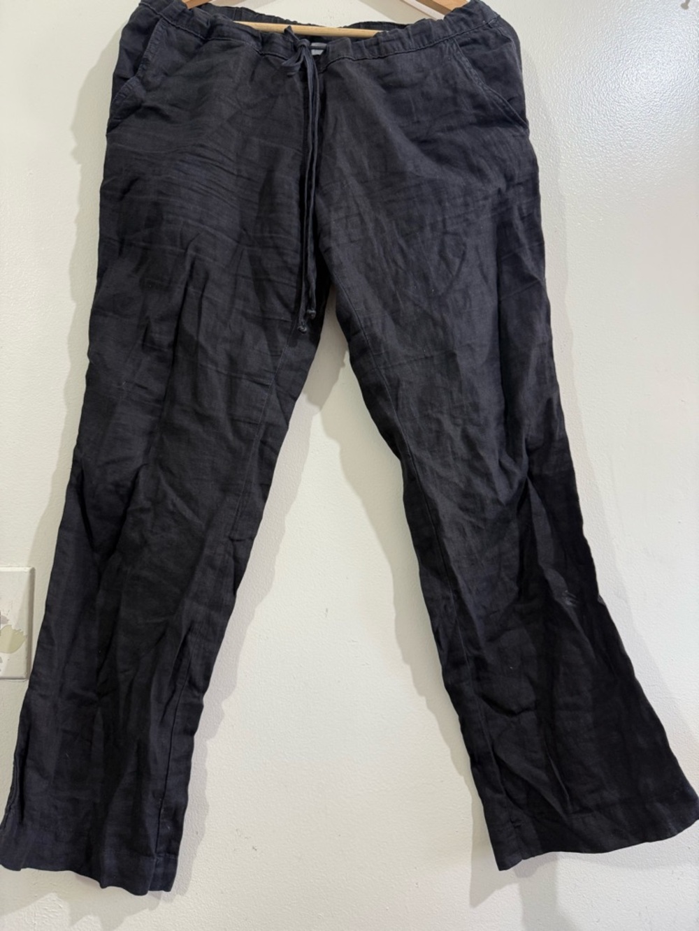 Allen Allen Black Linen Drawstring Chinos